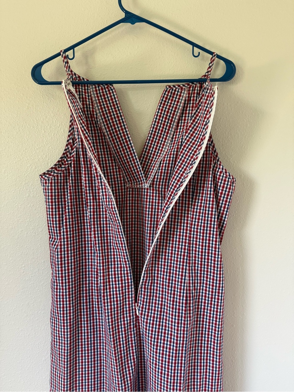 Esley Red White Blue Gingham Mini Dress Medium - Picture 5 of 6